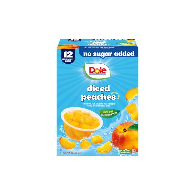 Dole Diced Peaches No Sugar Added - Dole Fruit Bowls