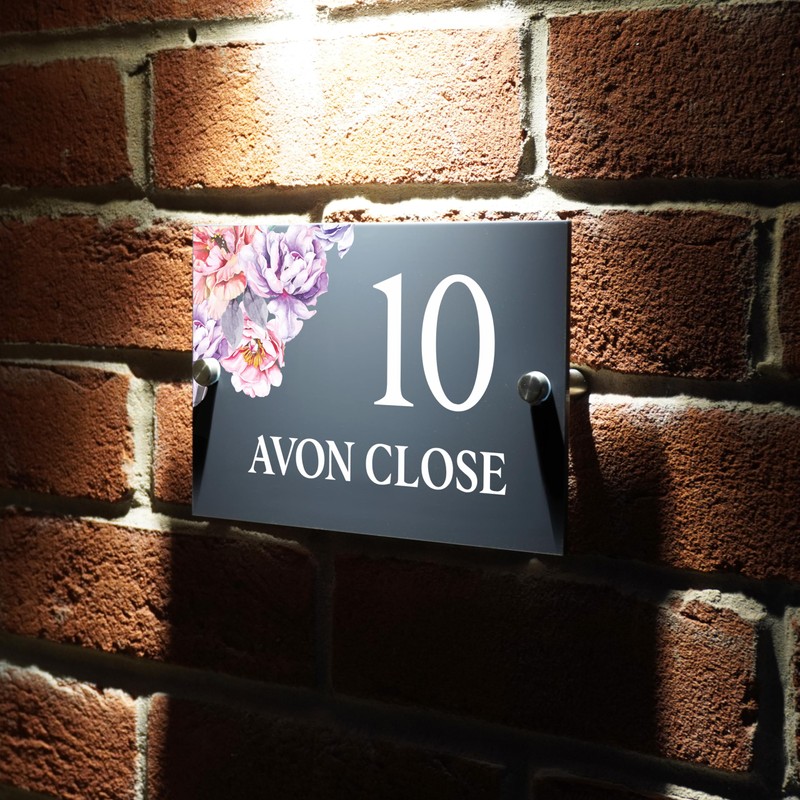 Badgemaster Modern Anthracite House Number Sign Plaque Stainless Steel Standoffs