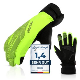 HIKENTURE Winter Gloves, Waterproof Cycling Gloves, Winter, Men, Women, Windproof Ski Gloves, Cycling Gloves for Cross Country, Gel Padded, Men, Women, Outdoor, Yellow Green, XL