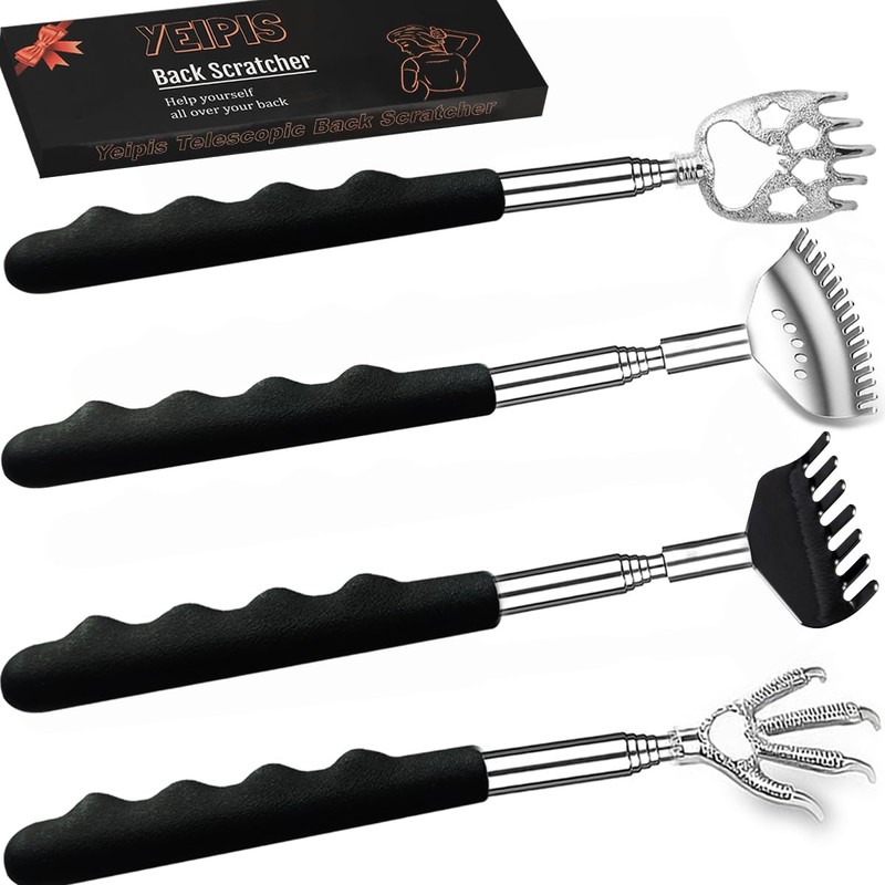 Yeipis 4Pcs Different Back Scratcher Extendable Back Massager Tool with