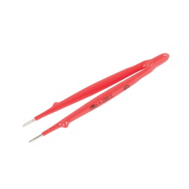 Insulated Tweezers, Straight Blunt, 8 In