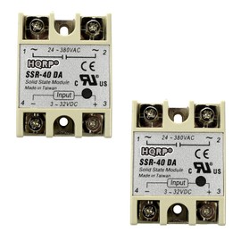 HQRP 2-Pack SSR-40DA Solid State Relay Module 3-32V DC Input 24-380VAC Output for PID Thermostat Temperature Controller, UL Listed