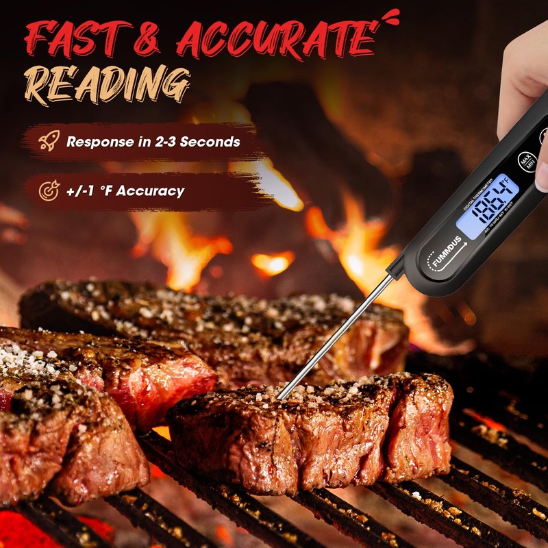 FUMMDUS Digital Meat Thermometer - 2S Instant Read Food Thermometer
