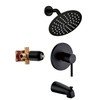 Black Tub Shower Faucet Set Complete with 6-Inch Rainfall Shower