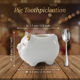 Seyont Toothpick Holder Dispenser - Golden Pig Tooth Pick Box, Funny Kitchen Decor for Table Home Restaurant, Cute Novelty Gift, Fits Wooden Toothpicks