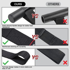 Masterwise 2 PCS Kayak Tie Down Straps with Reflective Stripe & 2 PCS Quick Hood Loops, Rope Tie Down Ratchet Straps Canoe Bow and Stern Rope Hanger Kayak and Canoe Accessories, Black