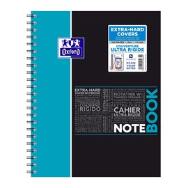 Oxford 400019524 University Organiser Book; A4 + College Notepad Squared 80 Sheets Polypropylene Elasticated, Micro-Perforated, Punched Holes, Assorted Pack of 1 in 4 assorted colours