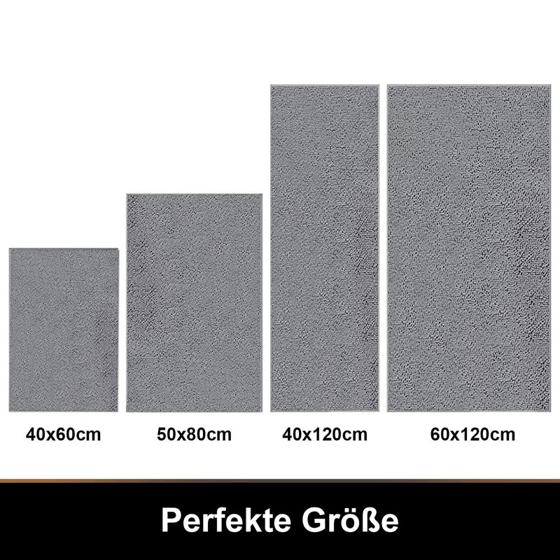 Homaxy rutschfeste Badematte Chenille Badezimmerteppich Mikrofaser Badteppich Saugfähige Hochflor Badvorleger