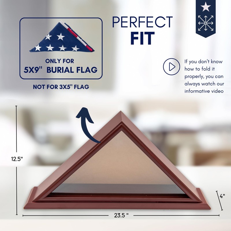 DECOMIL 5'x9' Flag Display Case for American Veteran Burial Flag