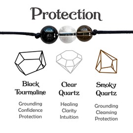 SBI Jewelry Natural Protection Crystal Bracelet for Women Stone Beads Wristlet Gift Healing Charm Black Tourmaline Clear Quartz Christmas Birthday