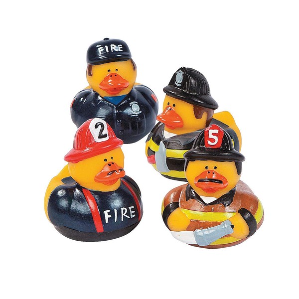 Pack Of 12 Firefighter Fireman Fire Fighter Hero Rubber Ducks Duckys