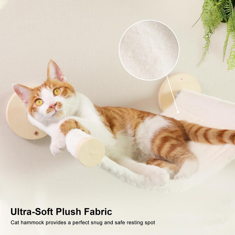 FUKUMARU Cat Wall Shelves, 5-Piece Stable Wooden Wall-Mounted Furniture Set,