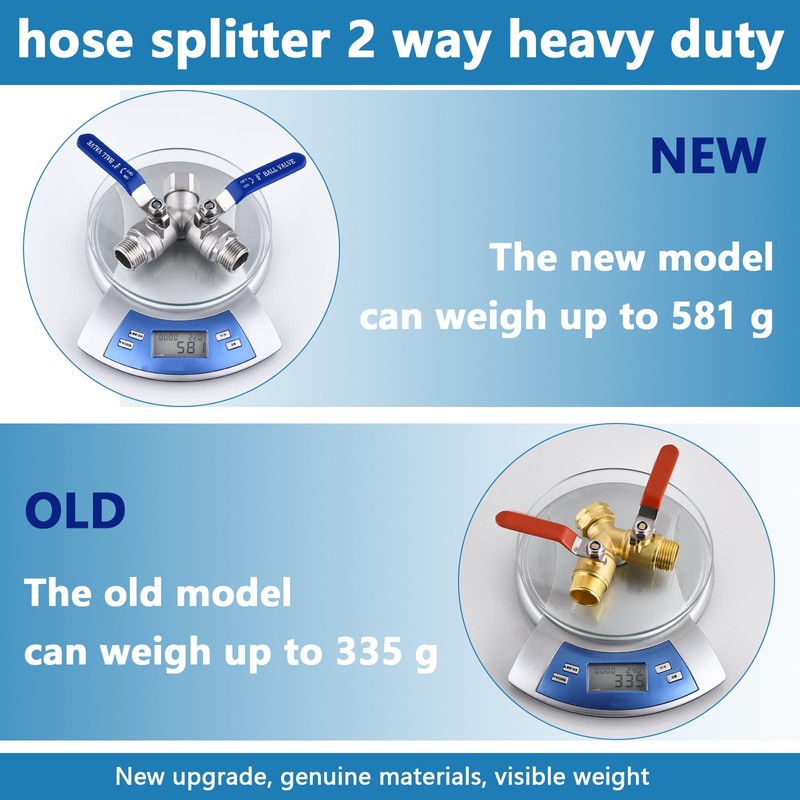 SNUTUYA 304 Stainless Steel Garden Hose Splitter 2 Way Heavy