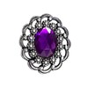 Hartmann-Knöpfe Purple Antique Silver Brooch with Purple Acrylic Stone 5cm
