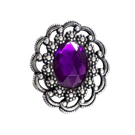 Hartmann-Knöpfe Purple Antique Silver Brooch with Purple Acrylic Stone 5cm x 4.3cm 1 Pin, Metal