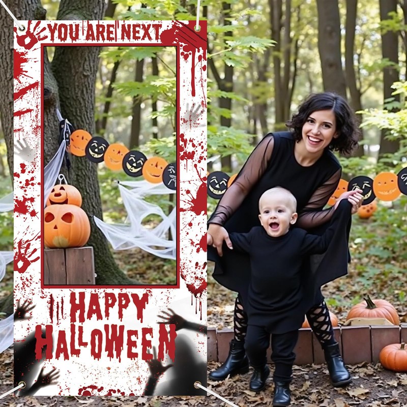 Halloween Decorations Photo Booth Props Bloody Handprint Spooky Blood Drip