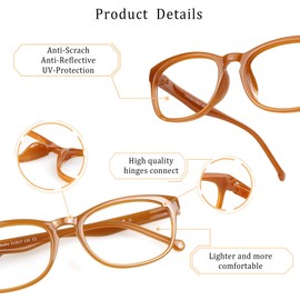 LifeArt Blue Light Blocking Glasses, Anti Eyestrain, Computer Reading Glasses, Gaming Glasses, TV Glasses for Women, Anti Glare (Orange, 3.50 Magnification)