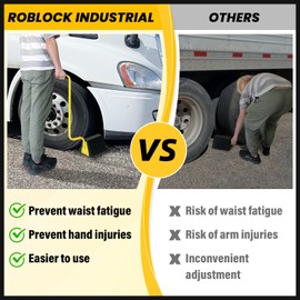 ROBLOCK 2 Pack Heavy Duty Rubber Wheel Chocks with Handle for Trucks, Sturdy Solid Anti Slip Wheel Stopper for All Weather Use -Trucks, RV, Travel Trailer, Pop Up Camper Accessory(2 Pcs)