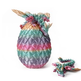 nezababy Dragon Eggs with Dragon Inside,3D Printed Dragon,Easter Basket Stuffers,3D Printed Dragon with Egg,Crystal Dragon Figurine,Dragon Egg Fidget Toy (Color 3d Printed Dragon with wings)