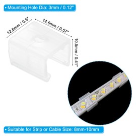 PATIKIL LED Strip Light Clips, 40 Pack Mounting Bracket Fixing Clips Plastic Clamp Holders with Screws for 8mm-10mm Neon RGB Light Cable Ribbon, Translucent