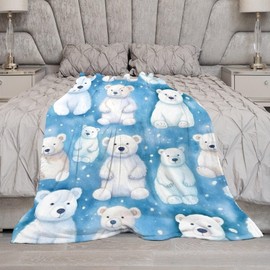 Polar Bear Blanket Polar Bear Gifts for Girls Boys Kids Woman Bear Lover Throw Blankets Soft Blanket Warm Fleece Flannel Plush Blankets for Bed Sofa Couch 40"x50"