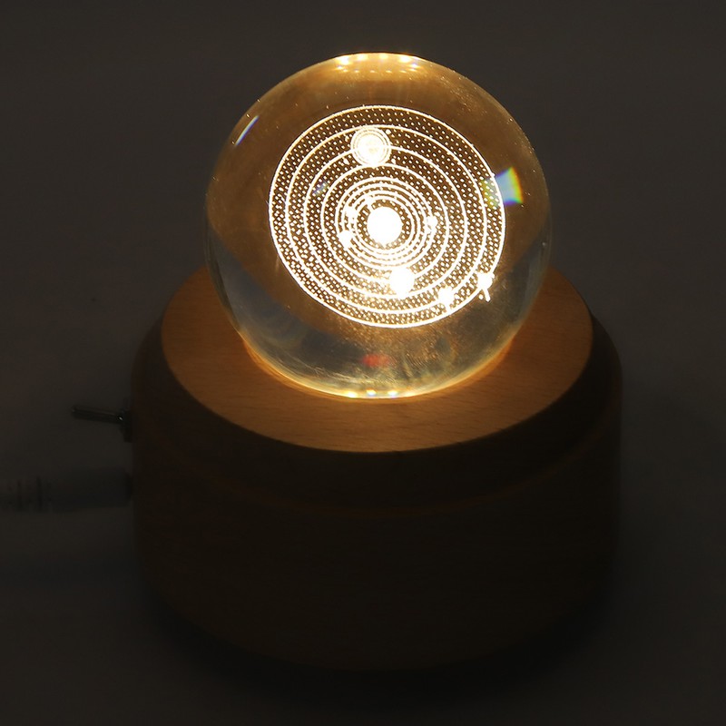 Solar System Pattern Crystal Ball Rotating Music Box USB Charging