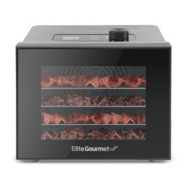 Elite Gourmet Food Dehydrator, Stainless Steel Trays Food Dehydrator, Adjustable Temperature Controls, Jerky Herbs Fruit Veggies Snacks