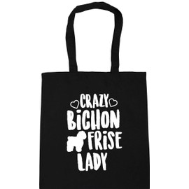Hippowarehouse Crazy Bichon Frise Lady Tote Shopping Gym Beach Bag 42cm x38cm, 10 litres