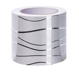 Dostear Wallpaper Border Peel and Stick Wall Border Sticker Home Ceiling Decorative Border for Bathroom Living Room Kitchen Silver Wave 5cm X 500cm