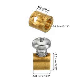 PATIKIL 3.3 mm Hole Wire Rope Clips Set of 10 Brass Single Holes Lock Cable Clips Clip with M4 x 0.7 Phillips Screws for Cable Crafts Fittings Brass