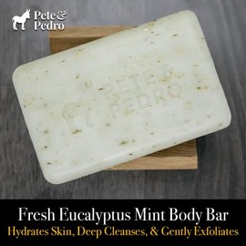 Pete & Pedro- Barra corporal FRESCA – Barra corporal hidratante natural con aroma a eucalipto y menta para hombres | Piedra pómez exfoliante y