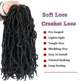14 Inch Faux locs crochet braids 6Pscks New Soft Locs Crochet Hair Pre Looped Long Synthetic Goddess Locs Crochet Braiding Hair Extension for Black Women (1B#, 14Inch (Pack of 6))