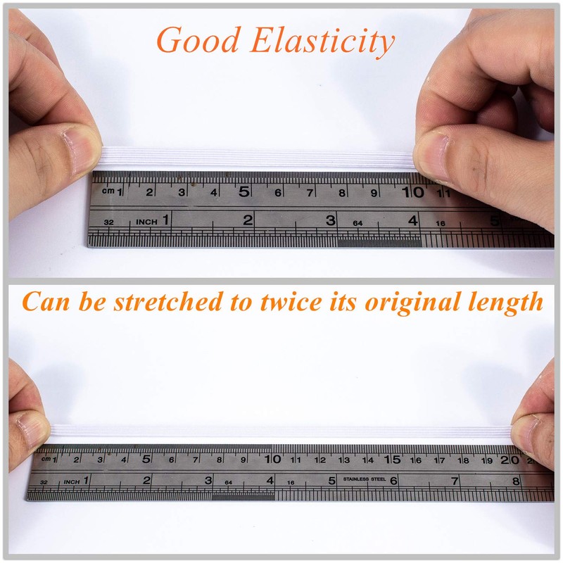 TOPERIN Elastic Bands for Sewing 1/4 Inch 100 Yards Flat