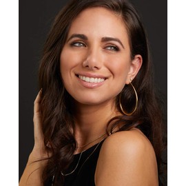 MILLA Oval Hoop Earrings - 14K Gold Plated, Rose Gold Plated and Sterling Silver Plated Hoop Earrings for Women - Hypoallergenic & Lightweight (14K Gold Plated / 65 mm / 2.6 inches)