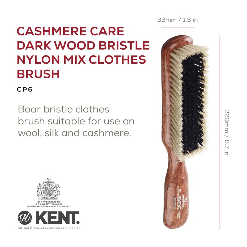 KENT Garment Brush CP6 Cashmere Compatible, Made in the UK