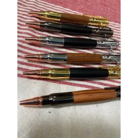 Tactical Bolt Action Bullet Pen - Writing Instrument - 6 Color options - Brass Metal - Wood Center
