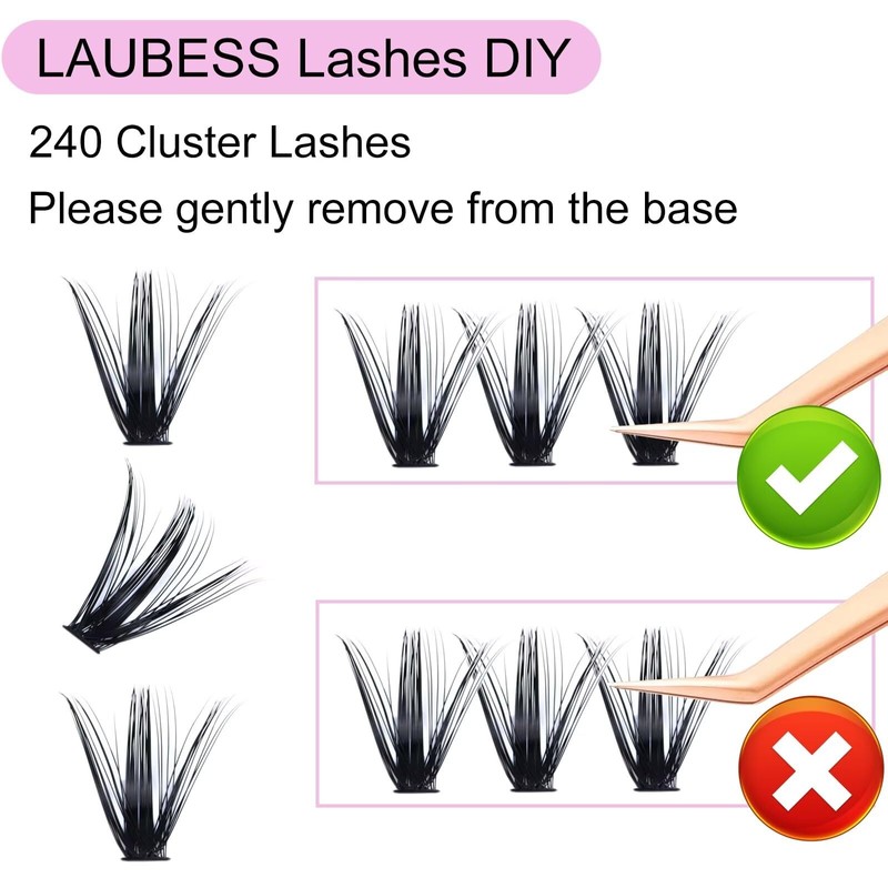 Cluster Lashes Mixed Length 50D 240 Individual Lashes D Curl
