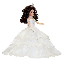 Kinnex Collections Since 1997-18" Porcelain Quinceanera Umbrella Doll (Quince Anos)- KB18724-1B (White)
