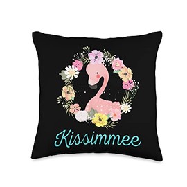 JMH Kissimmee Flamingo Designs Kissimmee Florida Tropical Flamingo Throw Pillow, 16x16, Multicolor