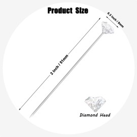 100 Pcs Corsage Bouquet Pins for Flowers, 2 Inch Floral Diamond Pins for Bouquets Rhinestone Crystal Pin for Wedding Bridal Hair Accessories Jewelry Decoration DIY Craft Sewing