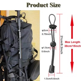 CHIVOLONA 10PC Backpack Hiking Stick Holders,Adjustable & Reflective Elastic Rope Lanyard,Walking Pole Fixing Buckle,Outdoor Quiver Straps