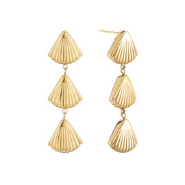 Sylph 14k Gold Plated Dangle Drop Earrings Long Hanging Golden Shell Dangling Earrings for Women Trendy Statement Cute Earrings