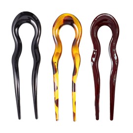 3Pcs U-Shaped Hairpin Acetate Hair Fork Styling Leopard Print Hair Accessories for Women