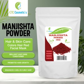 MANJISTHA POWDER - 100% Natural - used in Skin and Hair care formulations, have a red dye effect, Natural Vegan Face Mask (100Gr)