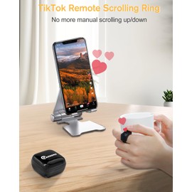 ADZERD Remote Control for TikTok, Page Turner for Kindle App, Bluetooth Camera Video Recording Remote, Scrolling Ring for TIK Tok, iPhone, iPad, iOS, Android - Black