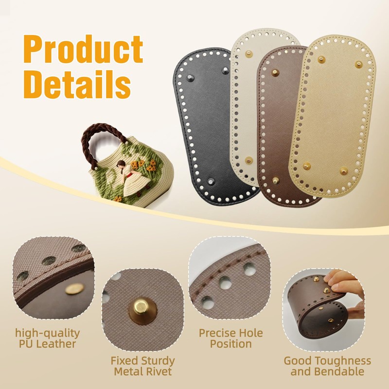 4+8 PCS Bag Bases for Crochet with D Shape Purse