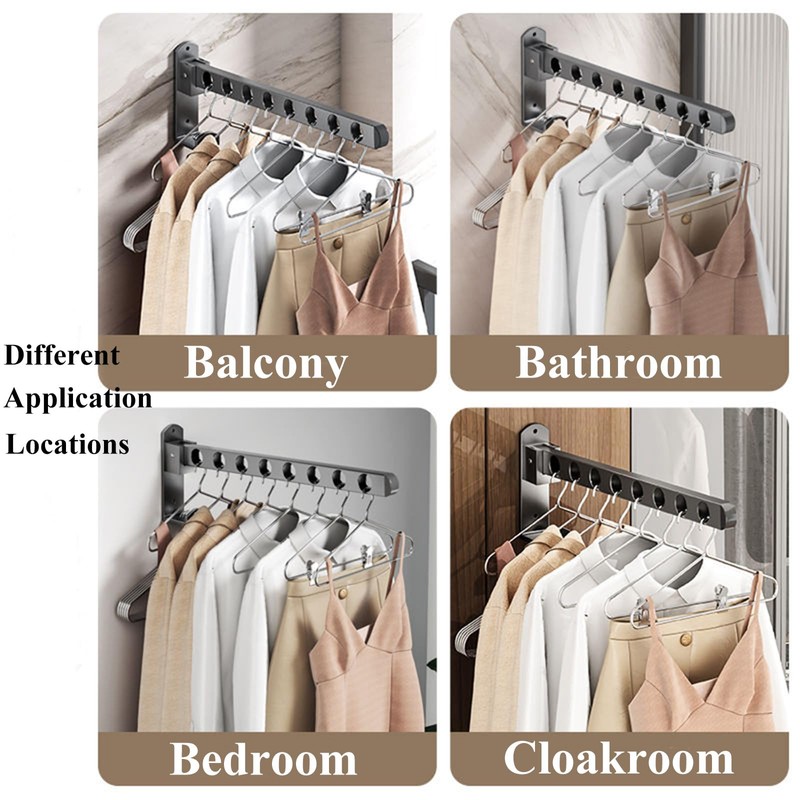 2 Pack Stainless Steel Clothes Hanger Drying Racks, Wall Mount