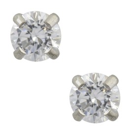 Studex Tiny Tips CZ Cubic Zirconia 4mm Claw Setting Stainless Steel Childrens Hypo-allergenic Stud Earrings