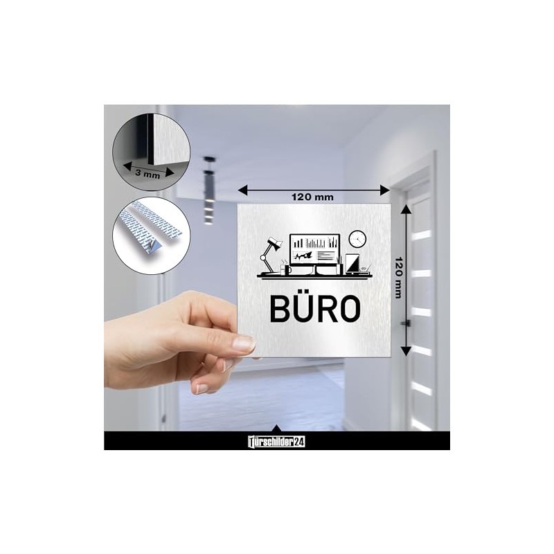 Türschilder24 Aluminium Dibond Sign, Door Sign, 120 x 120 x