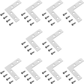 Juvielich Juvielich 20Pcs Flat L Shape Bracket Flat Corner Brace Shelves,38x38mm Stainless Steel Right Angle Corner Brace Repair Plate,Small Dainty Joint Corner Connector for Wood Furniture Chair Drawer Cabinet